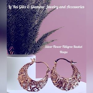 Silver Gold Filled Flower Filigree Basket hoops